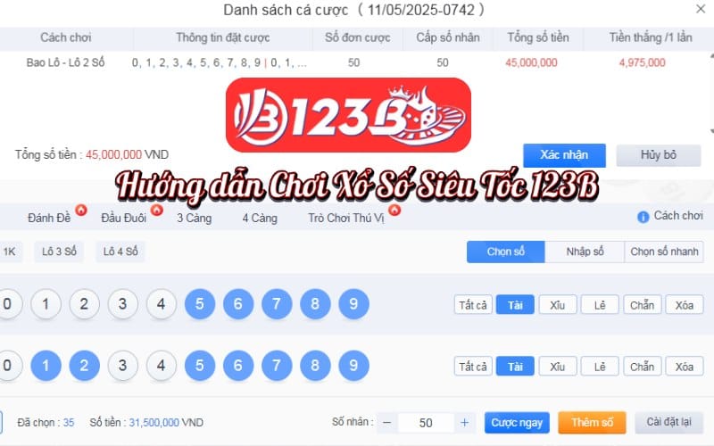 Hướng dẫn tham gia chơi xổ số siêu tốc tại 123b