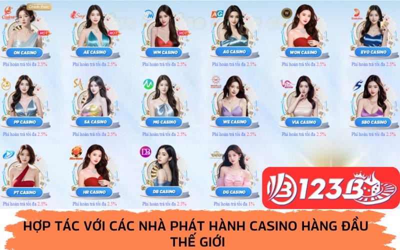 Hợp tác với các nhà phát hành casino hàng đầu thế giới tại 123b