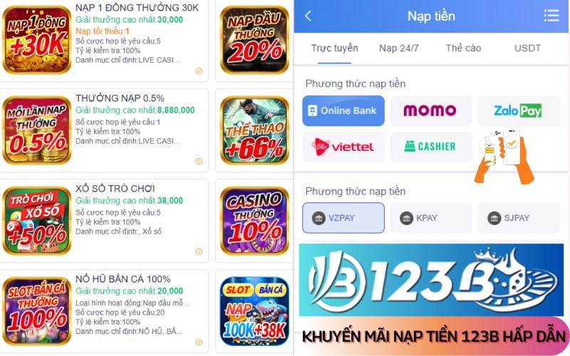 Khuyến mãi nạp tiền 123b hấp dẫn không thể bỏ lỡ